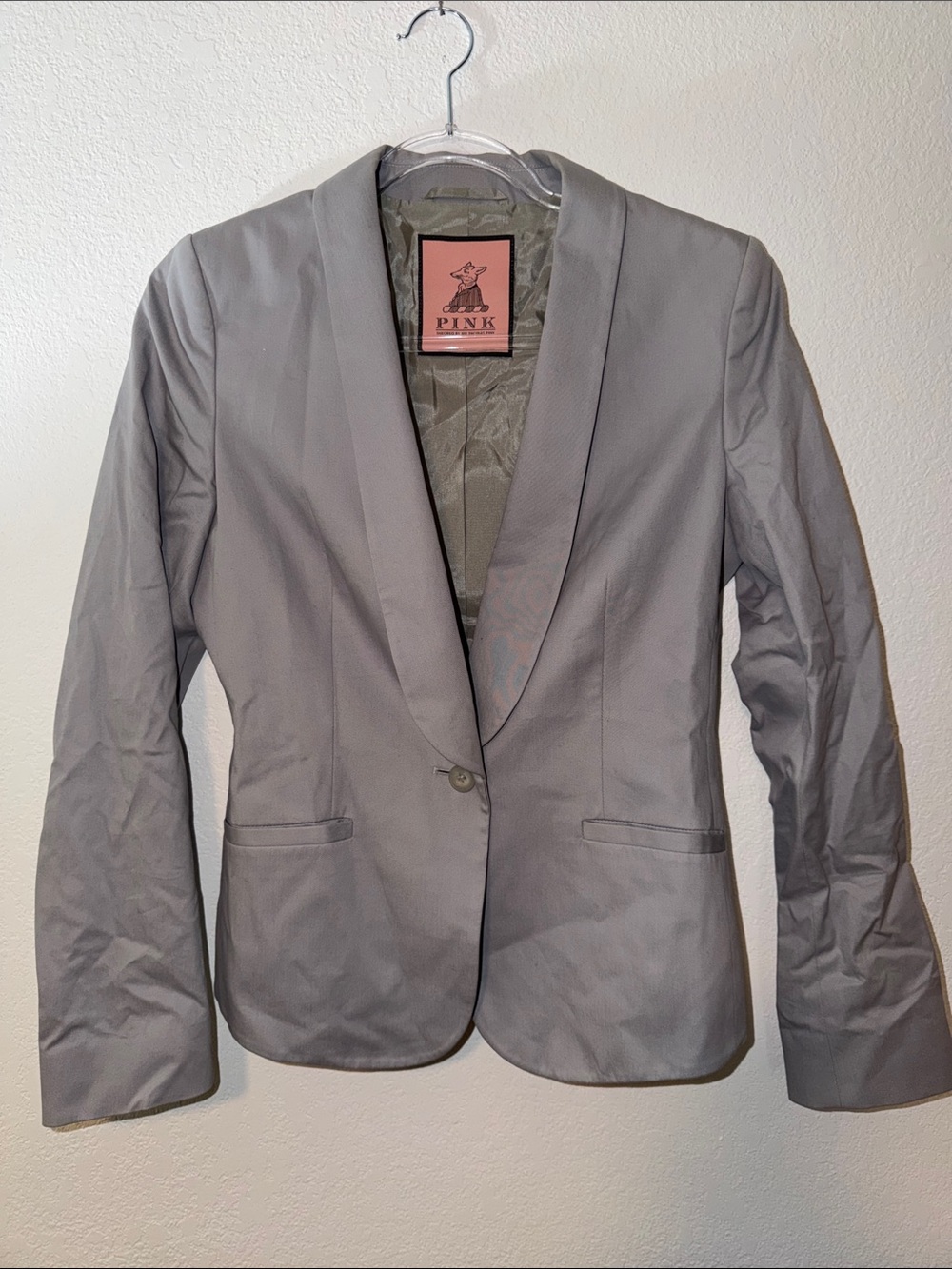 Thomas Pink Gray Shawl Collar Single-Button Blazer